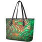 Mauritania Leather Tote Bag - Green Tie Dye Camel and Crescent Moon Flag Design