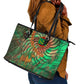 Mauritania Leather Tote Bag - Green Tie Dye Camel and Crescent Moon Flag Design