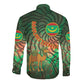 Mauritania Long Sleeve Button Shirt - Green Tie Dye Camel and Crescent Moon Flag Design