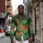 Mauritania Long Sleeve Button Shirt - Green Tie Dye Camel and Crescent Moon Flag Design