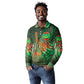 Mauritania Long Sleeve Polo Shirt - Green Tie Dye Camel and Crescent Moon Flag Design