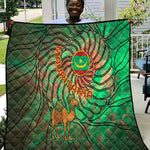 Mauritania Quilt - Green Tie Dye Camel and Crescent Moon Flag Design