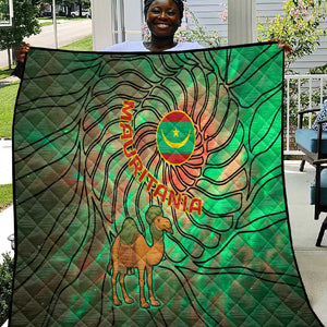 Mauritania Quilt - Green Tie Dye Camel and Crescent Moon Flag Design