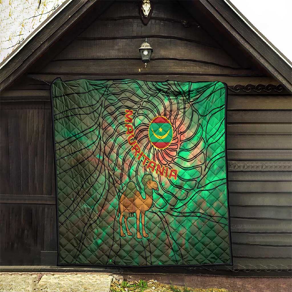 Mauritania Quilt - Green Tie Dye Camel and Crescent Moon Flag Design
