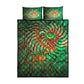 Mauritania Quilt Bed Set - Green Tie Dye Camel and Crescent Moon Flag Design