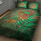 Mauritania Quilt Bed Set - Green Tie Dye Camel and Crescent Moon Flag Design