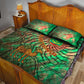 Mauritania Quilt Bed Set - Green Tie Dye Camel and Crescent Moon Flag Design