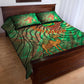 Mauritania Quilt Bed Set - Green Tie Dye Camel and Crescent Moon Flag Design