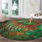 Mauritania Round Carpet - Green Tie Dye Camel and Crescent Moon Flag Design