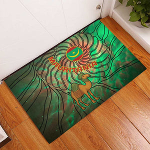 Mauritania Rubber Doormat - Green Tie Dye Camel and Crescent Moon Flag Design