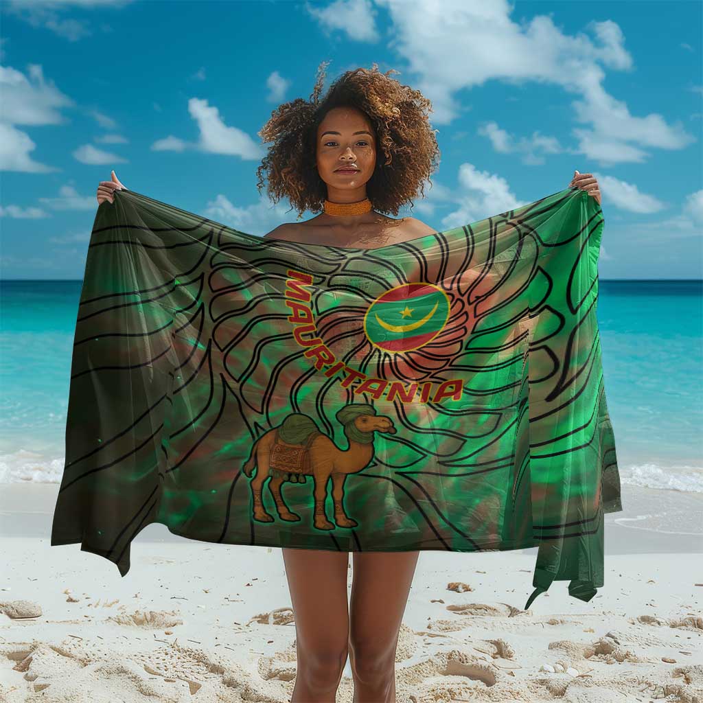 Mauritania Sarong - Green Tie Dye Camel and Crescent Moon Flag Design