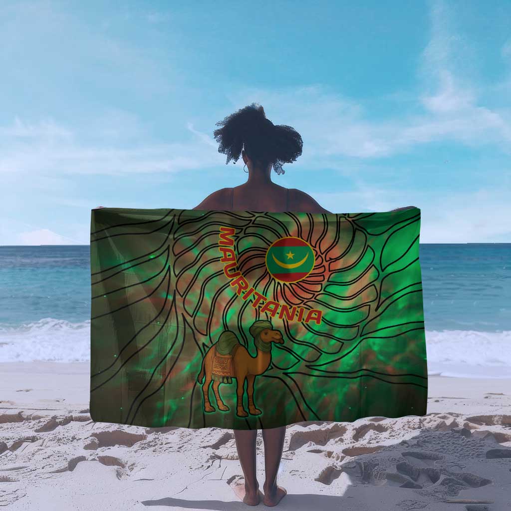 Mauritania Sarong - Green Tie Dye Camel and Crescent Moon Flag Design