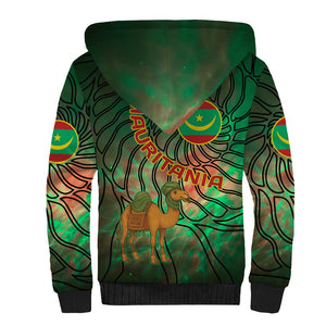Mauritania Sherpa Hoodie - Green Tie Dye Camel and Crescent Moon Flag Design
