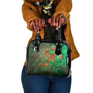 Mauritania Shoulder Handbag - Green Tie Dye Camel and Crescent Moon Flag Design