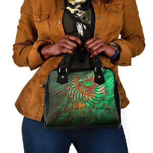 Mauritania Shoulder Handbag - Green Tie Dye Camel and Crescent Moon Flag Design
