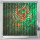 Mauritania Shower Curtain - Green Tie Dye Camel and Crescent Moon Flag Design