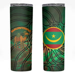 Mauritania Skinny Tumbler - Green Tie Dye Camel and Crescent Moon Flag Design