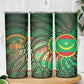 Mauritania Skinny Tumbler - Green Tie Dye Camel and Crescent Moon Flag Design
