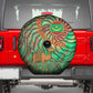 Mauritania Spare Tire Cover - Green Tie Dye Camel and Crescent Moon Flag Design