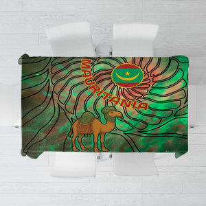 Mauritania Tablecloth - Green Tie Dye Camel and Crescent Moon Flag Design