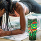 Mauritania Tumbler With Handle - Green Tie Dye Camel and Crescent Moon Flag Design