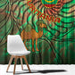 Mauritania Window Curtain - Green Tie Dye Camel and Crescent Moon Flag Design