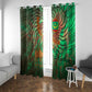 Mauritania Window Curtain - Green Tie Dye Camel and Crescent Moon Flag Design