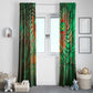 Mauritania Window Curtain - Green Tie Dye Camel and Crescent Moon Flag Design