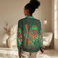 Mauritania Women Casual Shirt - Green Tie Dye Camel and Crescent Moon Flag Design
