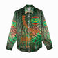 Mauritania Women Casual Shirt - Green Tie Dye Camel and Crescent Moon Flag Design