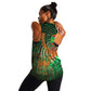 Mauritania Women Racerback Tank - Green Tie Dye Camel and Crescent Moon Flag Design