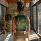 Mauritania Women Sleeveless Polo Shirt - Green Tie Dye Camel and Crescent Moon Flag Design