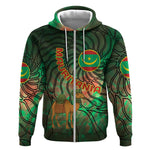 Mauritania Zip Hoodie - Green Tie Dye Camel and Crescent Moon Flag Design