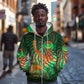 Mauritania Zip Hoodie - Green Tie Dye Camel and Crescent Moon Flag Design