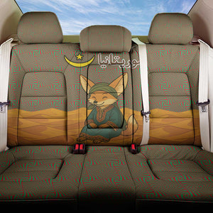 Mauritania Back Car Seat Cover - Cute Fennec Fox and Arabic Calligraphy Desert Design