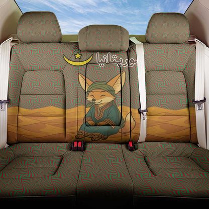 Mauritania Back Car Seat Cover - Cute Fennec Fox and Arabic Calligraphy Desert Design