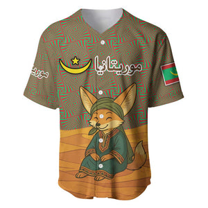 Mauritania Baseball Jersey - Cute Fennec Fox and Arabic Calligraphy Desert Design