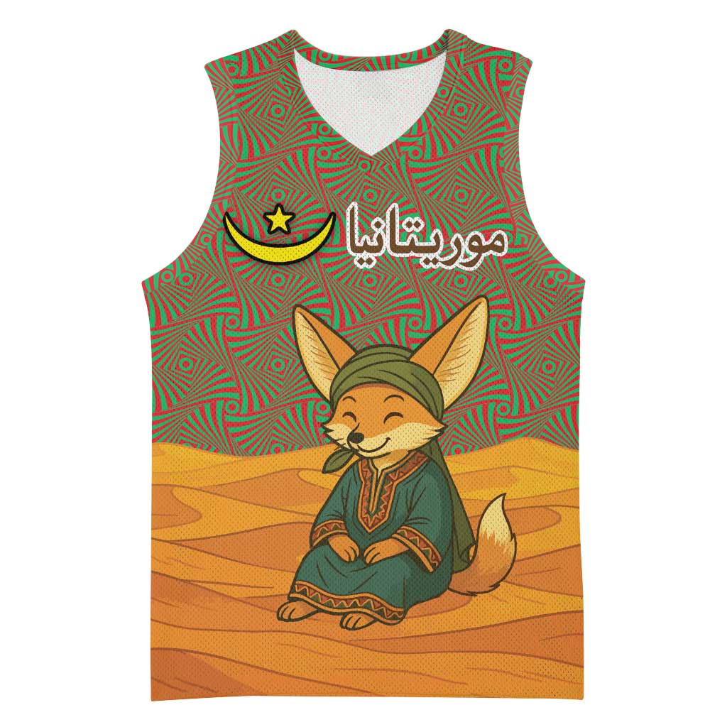 Mauritania Basketball Jersey - Cute Fennec Fox and Arabic Calligraphy Desert Design - African Pride