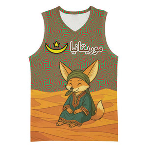 Mauritania Basketball Jersey - Cute Fennec Fox and Arabic Calligraphy Desert Design - African Pride