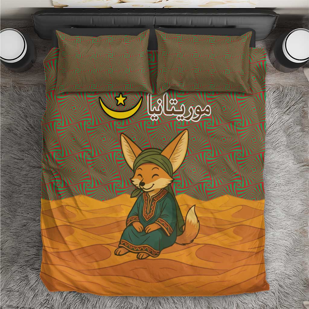 Mauritania Bedding Set - Cute Fennec Fox and Arabic Calligraphy Desert Design