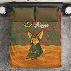 Mauritania Bedding Set - Cute Fennec Fox and Arabic Calligraphy Desert Design