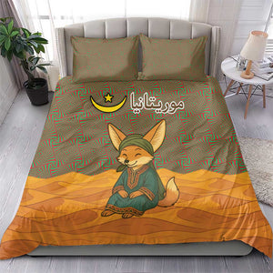 Mauritania Bedding Set - Cute Fennec Fox and Arabic Calligraphy Desert Design