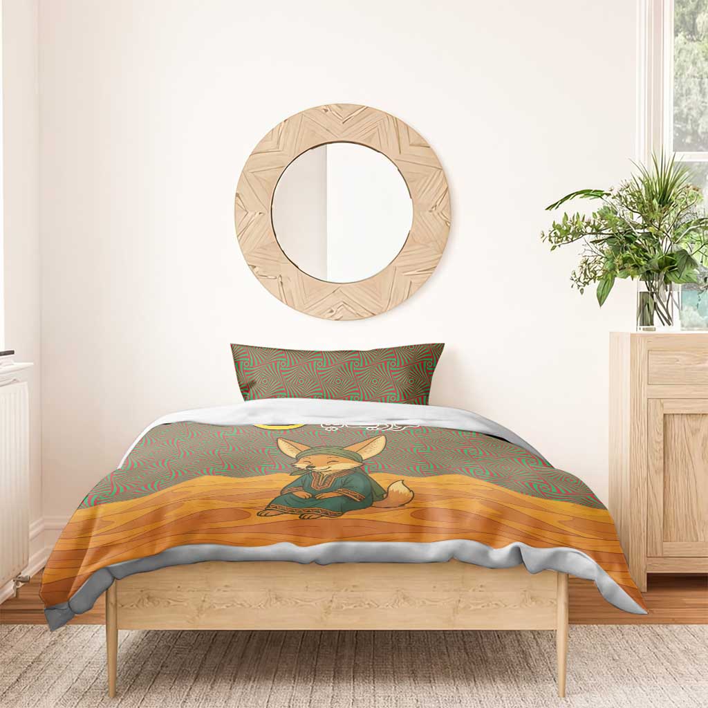 Mauritania Bedding Set - Cute Fennec Fox and Arabic Calligraphy Desert Design