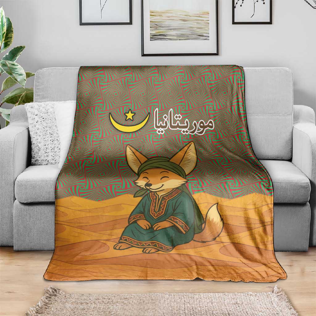 Mauritania Blanket - Cute Fennec Fox and Arabic Calligraphy Desert Design
