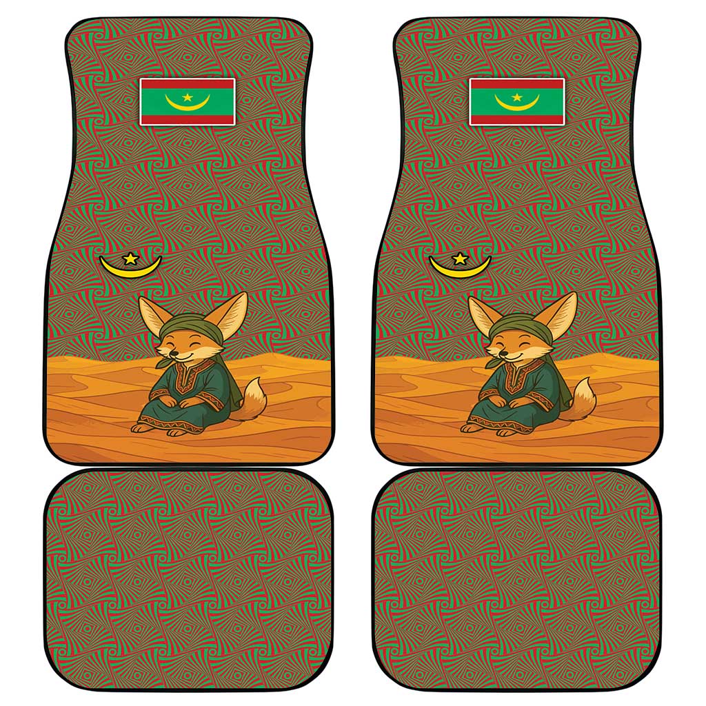 Mauritania Car Mats - Cute Fennec Fox and Arabic Calligraphy Desert Design