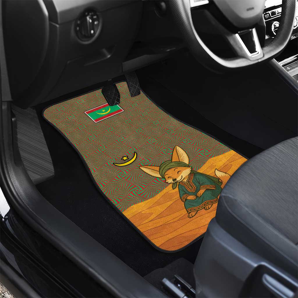 Mauritania Car Mats - Cute Fennec Fox and Arabic Calligraphy Desert Design