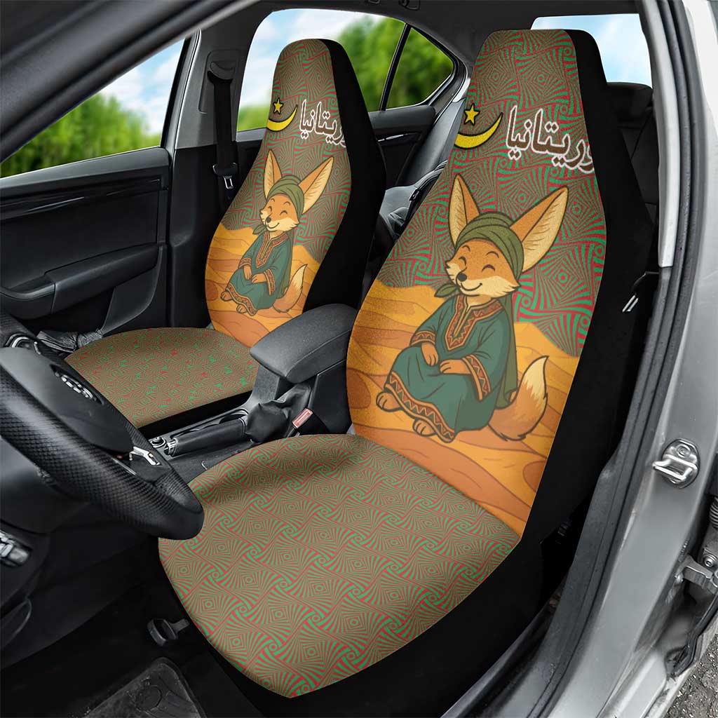 Mauritania Car Seat Cover - Cute Fennec Fox and Arabic Calligraphy Desert Design