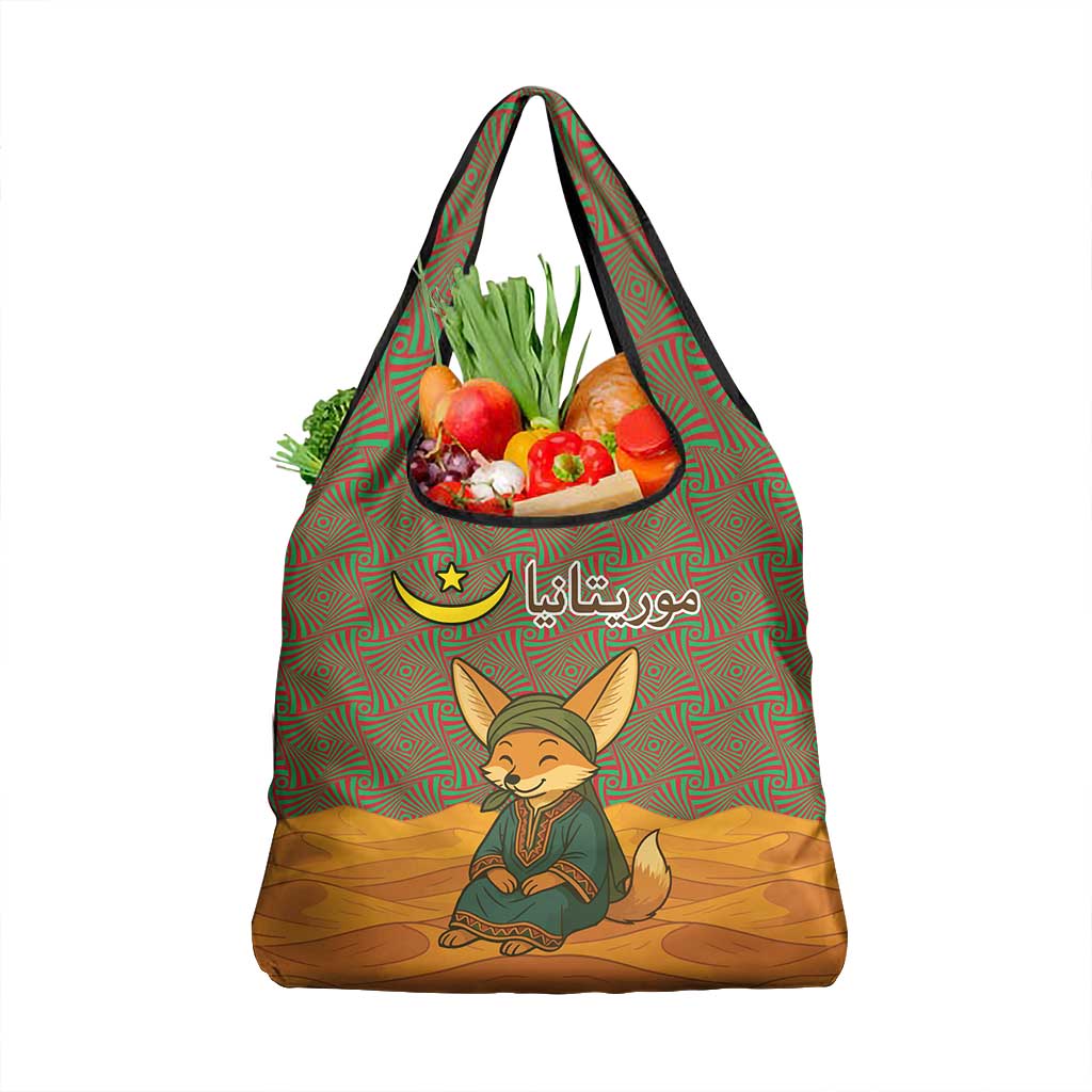 Mauritania Grocery Bag - Cute Fennec Fox and Arabic Calligraphy Desert Design
