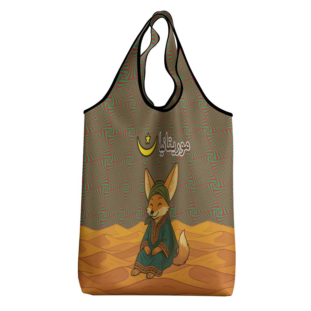 Mauritania Grocery Bag - Cute Fennec Fox and Arabic Calligraphy Desert Design