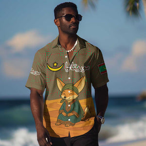 Mauritania Hawaiian Shirt - Cute Fennec Fox and Arabic Calligraphy Desert Design